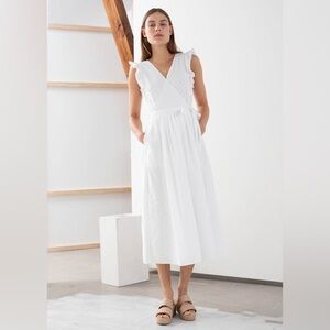 & OTHER STORIES Ruffled Cotton Dobby Midi Dress
